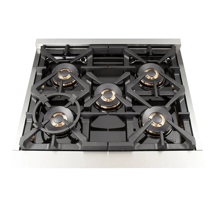Forno Capriasca - 30 in. Professional Range with Gas Stove and Gas Oven, Stainless Steel FFSGS6260 - 30 - Farmhouse Kitchen and Bath