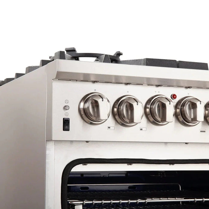 Forno Capriasca - 30 in. Professional Range with Gas Stove and Gas Oven, Stainless Steel FFSGS6260 - 30 - Farmhouse Kitchen and Bath