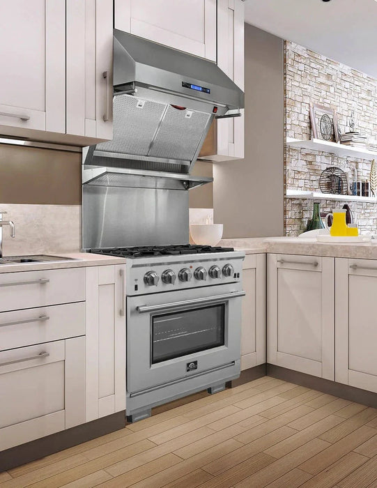 Forno Capriasca - 30 in. Professional Range with Gas Stove and Gas Oven, Stainless Steel FFSGS6260 - 30 - Farmhouse Kitchen and Bath