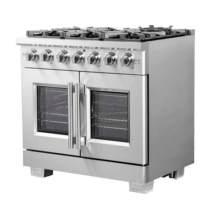 Forno Capriasca 36 in. French Door Freestanding All Gas Range, Stainless Steel, FFSGS6460 - 36 - Farmhouse Kitchen and Bath