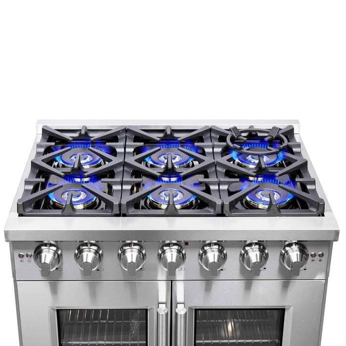 Forno Capriasca 36 in. French Door Freestanding All Gas Range, Stainless Steel, FFSGS6460 - 36 - Farmhouse Kitchen and Bath