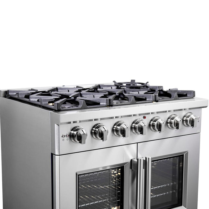 Forno Capriasca 36 in. French Door Freestanding All Gas Range, Stainless Steel, FFSGS6460 - 36 - Farmhouse Kitchen and Bath