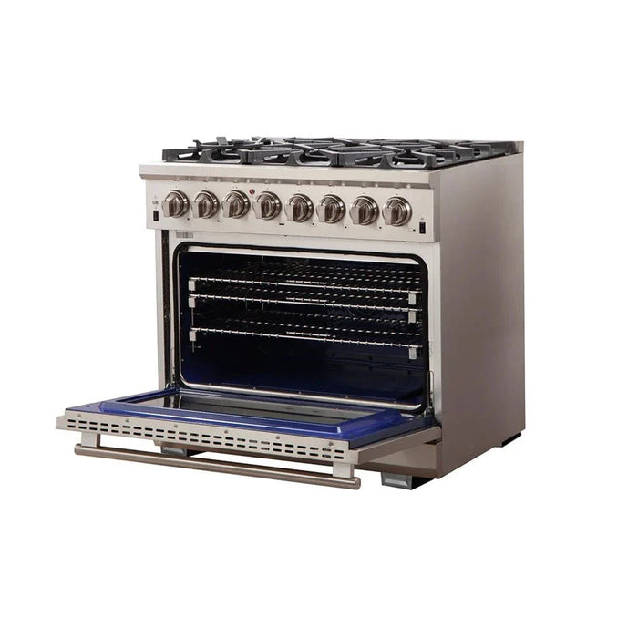 Forno Capriasca - 36 in. Titanium Professional Freestanding Dual Fuel Range in Stainless Steel, FFSGS6187 - 36 - Farmhouse Kitchen and Bath