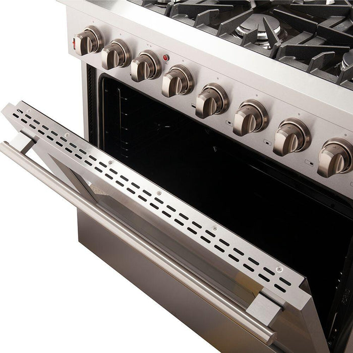 Forno Galiano Gold Professional - 36 in. 5.36 cu. ft. Freestanding Dual Fuel Range with Gas Stove and Electric Oven in Stainless Steel, FFSGS6156 - 36 - Farmhouse Kitchen and Bath