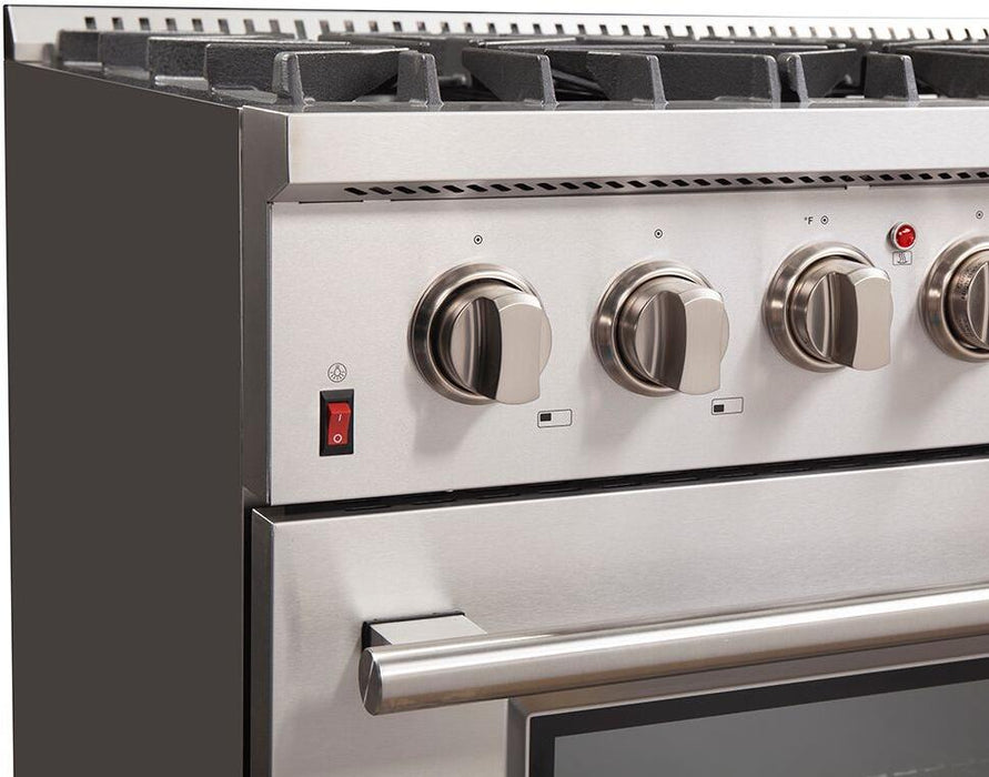 Forno Galiano Gold Professional - 36 in. 5.36 cu. ft. Freestanding Dual Fuel Range with Gas Stove and Electric Oven in Stainless Steel, FFSGS6156 - 36 - Farmhouse Kitchen and Bath
