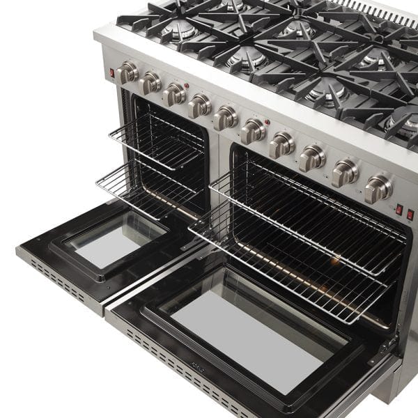 Forno Galiano Professional - 48 in. Range with Gas Stove and Gas Oven, Stainless Steel, FFSGS6244 - 48 - Farmhouse Kitchen and Bath
