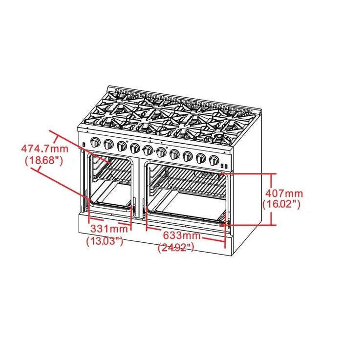Forno Galiano Professional - 48 in. Range with Gas Stove and Gas Oven, Stainless Steel, FFSGS6244 - 48 - Farmhouse Kitchen and Bath