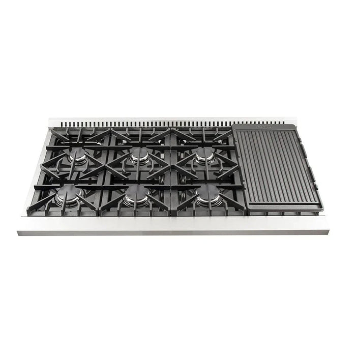 Forno Galiano Professional - 48 in. Range with Gas Stove and Gas Oven, Stainless Steel, FFSGS6244 - 48 - Farmhouse Kitchen and Bath
