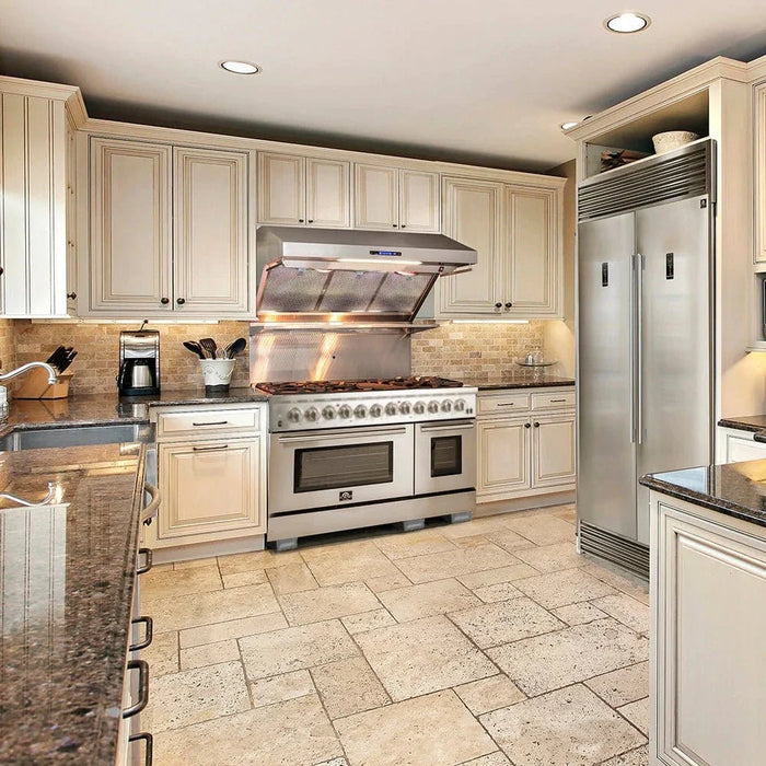 Forno Galiano Professional - 48 in. Range with Gas Stove and Gas Oven, Stainless Steel, FFSGS6244 - 48 - Farmhouse Kitchen and Bath
