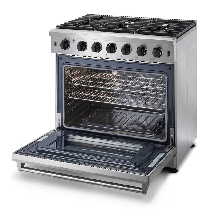THOR 36" Professional Propane Range in Stainless Steel, HRD3606ULP - Farmhouse Kitchen and Bath