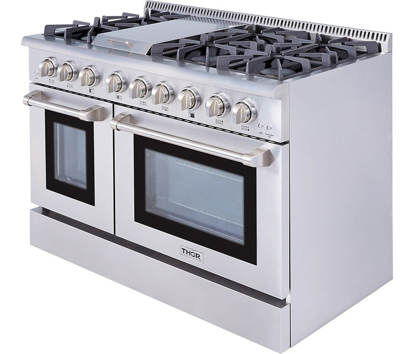 THOR 48″ - 6 Burner Stainless Steel Professional Propane Range, HRG4808ULP - Farmhouse Kitchen and Bath