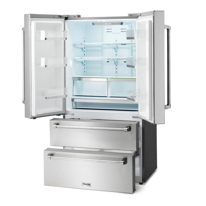 THOR 36 Inch Professional French Door Refrigerator with Freezer Drawers TRF3602 - Farmhouse Kitchen and Bath