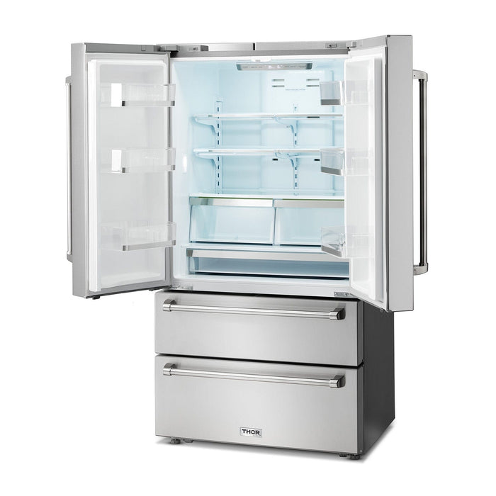 THOR 36 Inch Professional French Door Refrigerator with Freezer Drawers TRF3602 - Farmhouse Kitchen and Bath
