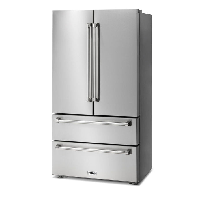 THOR 36 Inch Professional French Door Refrigerator with Freezer Drawers TRF3602 - Farmhouse Kitchen and Bath