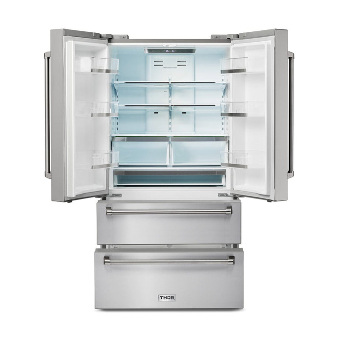 THOR 36 Inch Professional French Door Refrigerator with Freezer Drawers TRF3602 - Farmhouse Kitchen and Bath