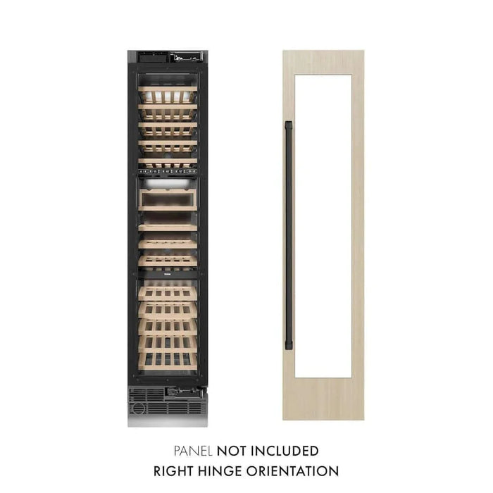 ZLINE 18" Triple Zone 68 Bottle Panel Ready Column Right Hinge Wine Cooler Matte Black RBCWVRZ-18-MB09K