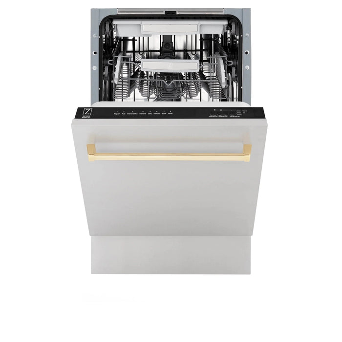 ZLINE Autograph 18" Dishwasher Stainless Door, Black DWVZ-304-18 - Farmhouse Kitchen and Bath