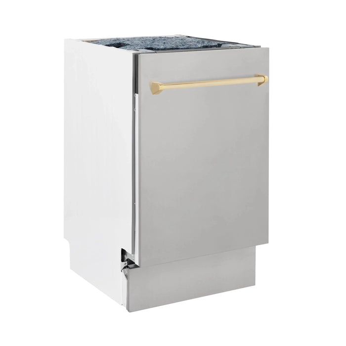 ZLINE Autograph 18" Dishwasher Stainless Door, Black DWVZ-304-18 - Farmhouse Kitchen and Bath