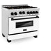 ZLINE 36" Autograph Range, DuraSnow, White Door, Black, RGSZ-WM-36-MB - Farmhouse Kitchen and Bath