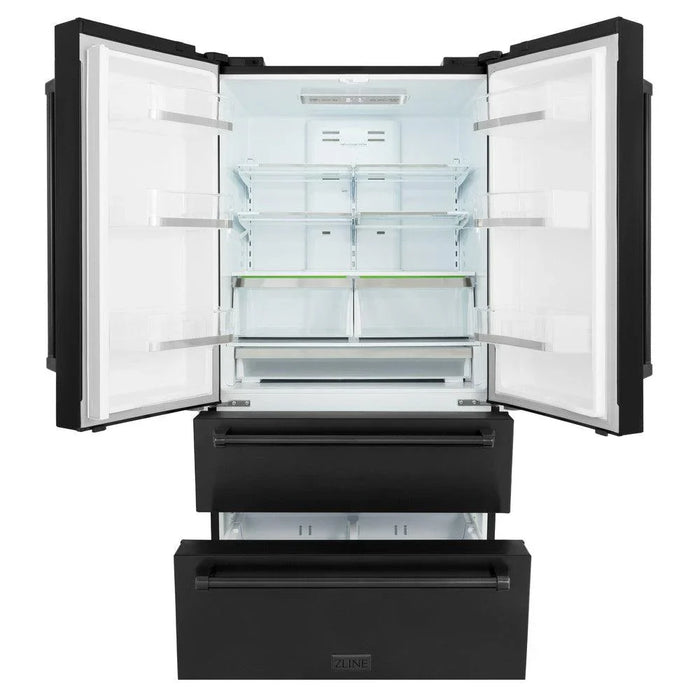 ZLINE Kitchen Package Refrigerator, Range , Range Hood , Microwave, Dishwasher 5KPR-RGBRH-MWDWV09K