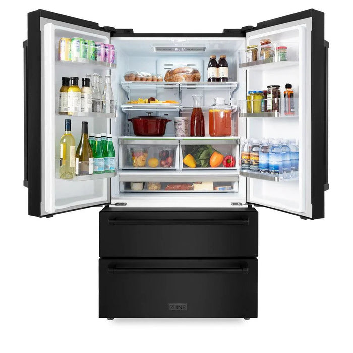 ZLINE Kitchen Package Refrigerator, Range , Range Hood , Microwave, Dishwasher 5KPR-RGBRH-MWDWV09K