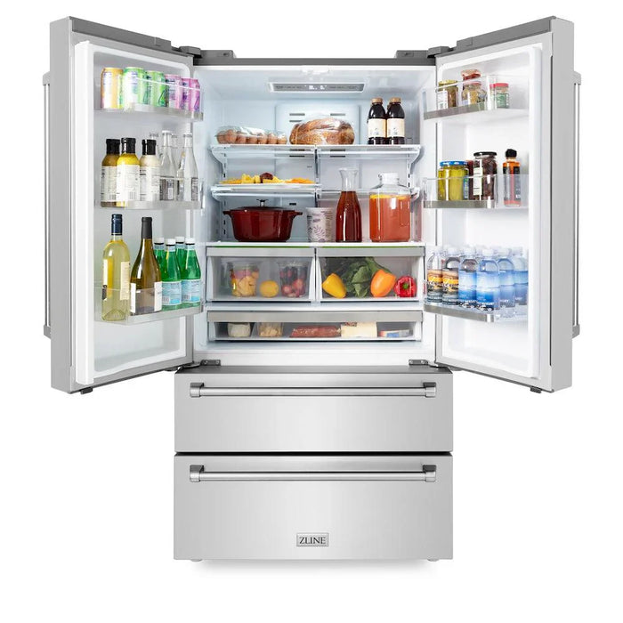 ZLINE Kitchen Package Refrigerator, Range , Range Hood , Microwave, Dishwasher 5KPR-RARH36-MWDWV09K