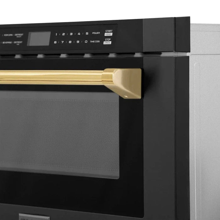 ZLINE 24" Microwave Drawer, Black Stainless, Gold MWDZ-1-BS-H-G09K