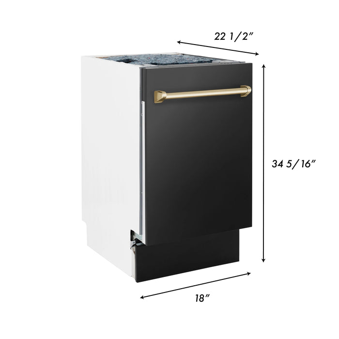 ZLINE Autograph 18" Dishwasher Black Stainless, DWVZ-BS-18 - Farmhouse Kitchen and Bath