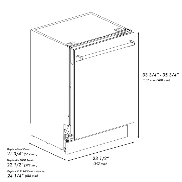 ZLINE Kitchen Package Refrigerator, Range , Range Hood , Microwave, Dishwasher 5KPR-RGBRH-MWDWV09K