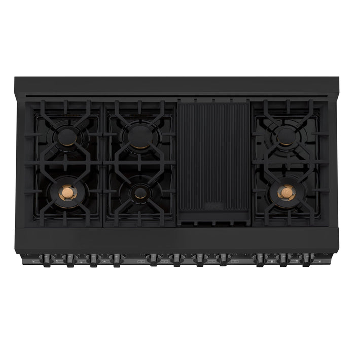 ZLINE 48" Range with Gas Stove and Gas Oven, Stainless Steel, RGB-48 - Farmhouse Kitchen and Bath