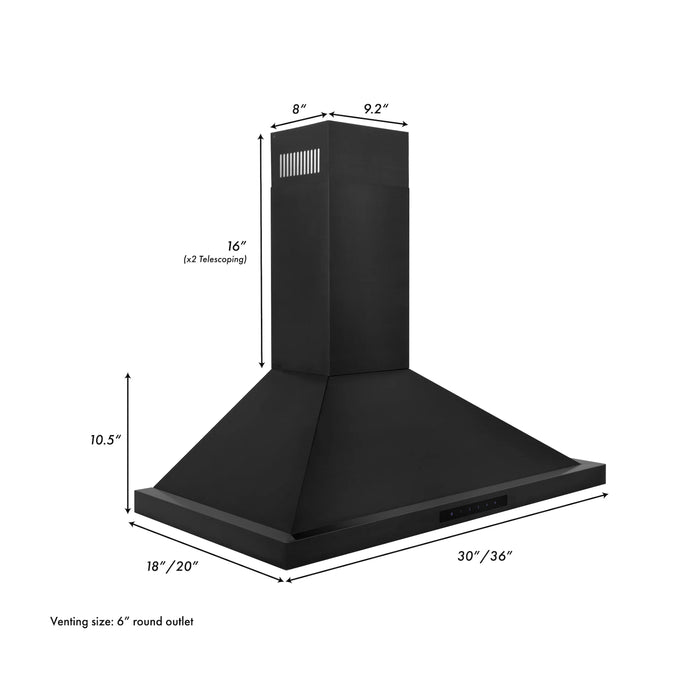 ZLINE Kitchen Package Refrigerator, Range , Range Hood , Microwave, Dishwasher 5KPR-RGBRH-MWDWV09K