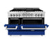 ZLINE 48" Gas on Gas Range in Stainless, Blue Gloss Door, RG-BG-48 - Farmhouse Kitchen and Bath