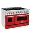 ZLINE 48" Gas on Gas Range in Stainless, Red Matt Doors, RG-RM-48 - Farmhouse Kitchen and Bath