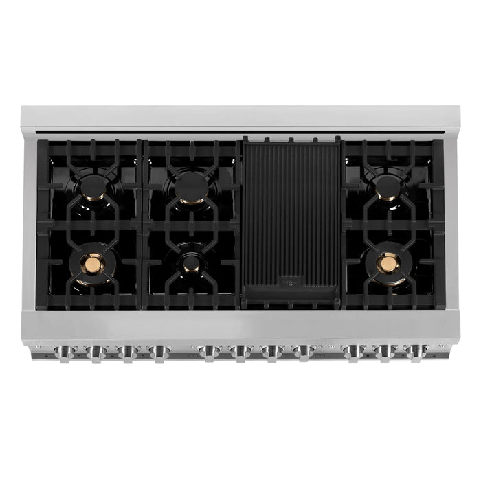 ZLINE 48" Range with Gas Stove and Gas Oven, Stainless Steel, RG-BR-48 - Farmhouse Kitchen and Bath