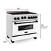 ZLINE 36" Autograph Range, DuraSnow, White Door, Black, RGSZ-WM-36-MB - Farmhouse Kitchen and Bath