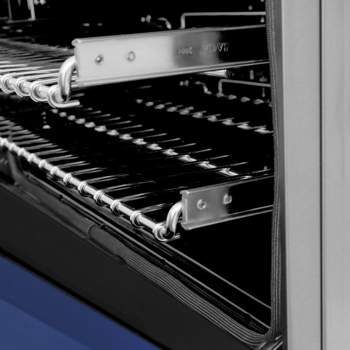 ZLINE 48" Gas on Gas Range in Stainless, Blue Matt Doors, RG-BM-48 - Farmhouse Kitchen and Bath