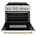ZLINE 36" Autograph Gas Range, DuraSnow, White Door, Gold RGSZ-WM-36-G - Farmhouse Kitchen and Bath