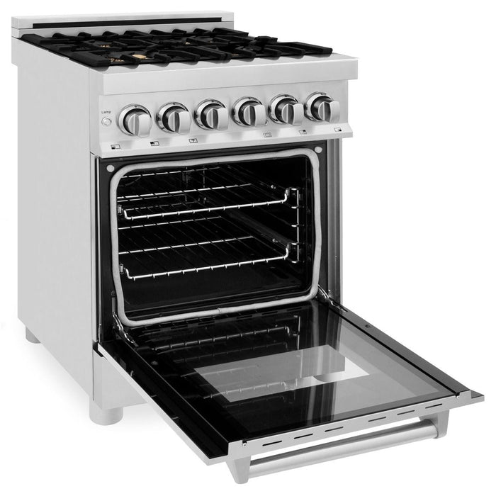 DISCONTINUED-ZLINE 24" Dual Fuel Range, Stainless Steel, Brass Burners, RA-BR-24 - Farmhouse Kitchen and Bath