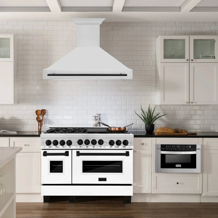 ZLINE 48" Autograph Stainless Wall Range Hood, Black Handle 8654STZ-48-MB09K