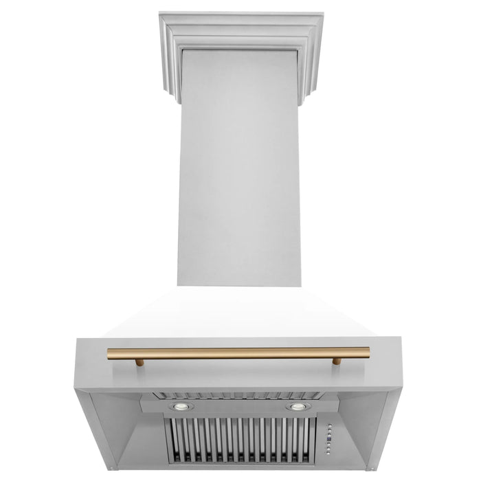 ZLINE 30" Autograph Stainless Wall Range Hood, White, 8654STZ-WM30-CB09K