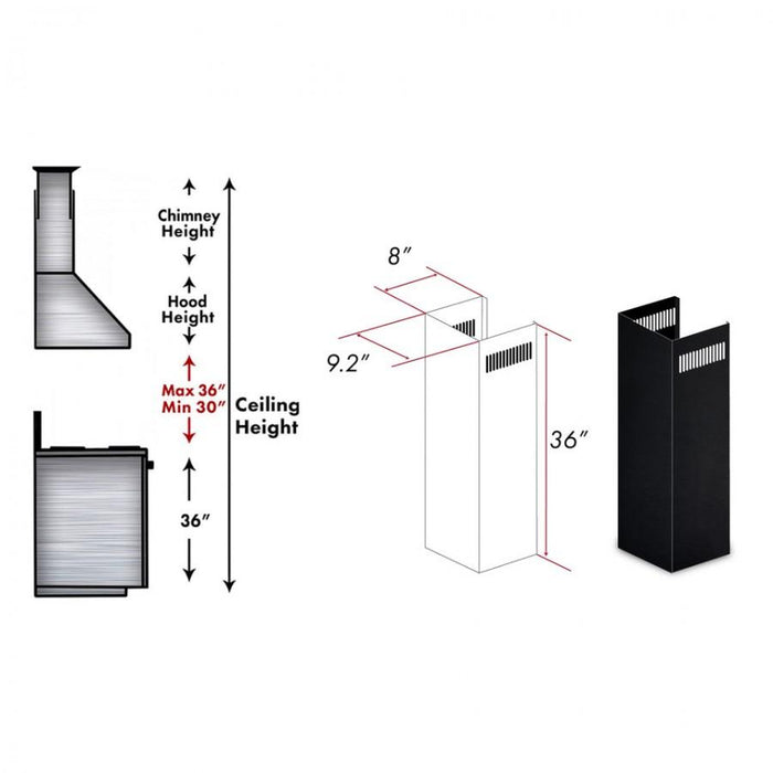 ZLINE 1 - 36" Chimney Extension, 9' - 10' Ceiling, 1PCEXT - BSKBN - Farmhouse Kitchen and Bath