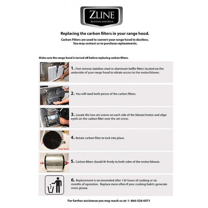 ZLINE 1 Set Charcoal Filters for Range Hoods w/Recirculating Option, CF1 - 587/597/9597 - Farmhouse Kitchen and Bath