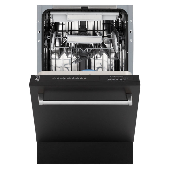 ZLINE 18" Dishwasher in Black matt panel, Stainless Tub, DWV - BLM - 18 - Farmhouse Kitchen and Bath