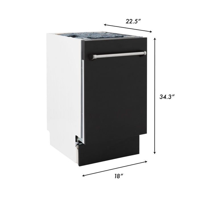 ZLINE 18" Dishwasher in Black matt panel, Stainless Tub, DWV - BLM - 18 - Farmhouse Kitchen and Bath