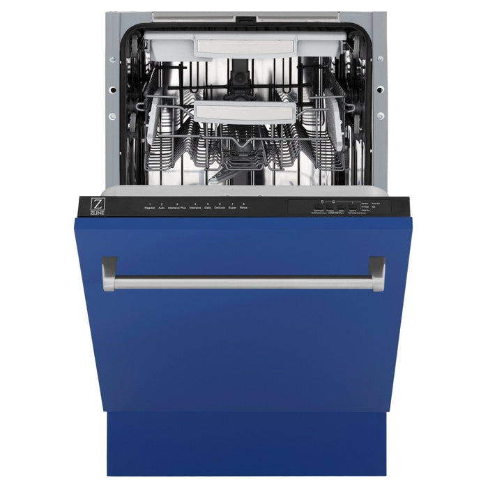 ZLINE 18" Dishwasher in Blue matt panel, Stainless Tub, DWV - BM - 18 - Farmhouse Kitchen and Bath
