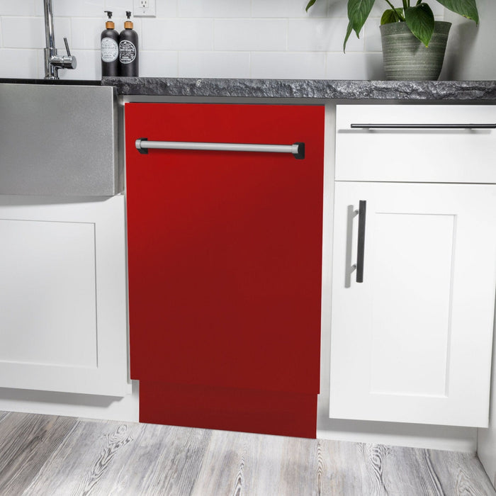 ZLINE 18" Dishwasher, Red Matt panel, Stainless Tub, DWV - RM - 18 - Farmhouse Kitchen and Bath
