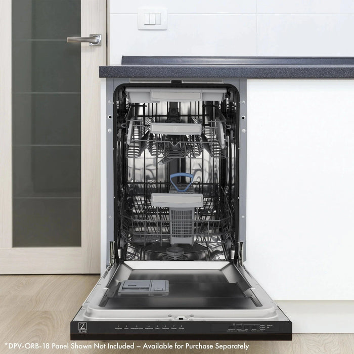 ZLINE 18" Tallac Series 3rd Rack Top Control Dishwasher in Custom Panel Ready with Stainless Steel Tub, DWV - UF - 18 - Farmhouse Kitchen and Bath