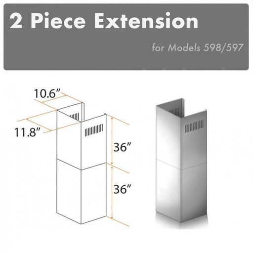 ZLINE 2 Piece Chimney Extension, 2PCEXT - 587/597 - Farmhouse Kitchen and Bath