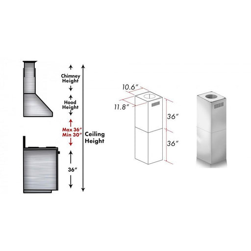 ZLINE 2 Piece Chimney Extension, 2PCEXT - KE/KECOM - 30 - Farmhouse Kitchen and Bath