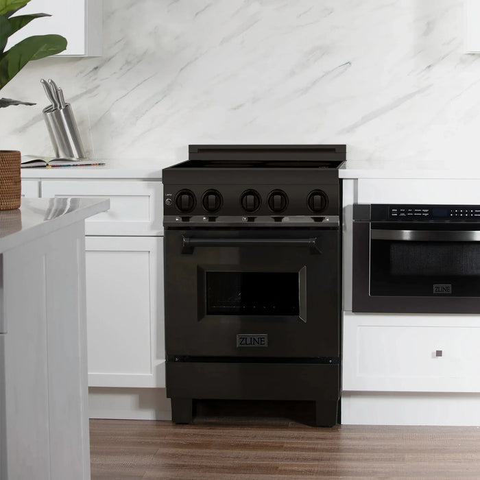 ZLINE 24" 2.8 cu. ft. Induction Range with a 3 Element Stove and Electric Oven in Black Stainless Steel RAIND - BS - 24 - Farmhouse Kitchen and Bath